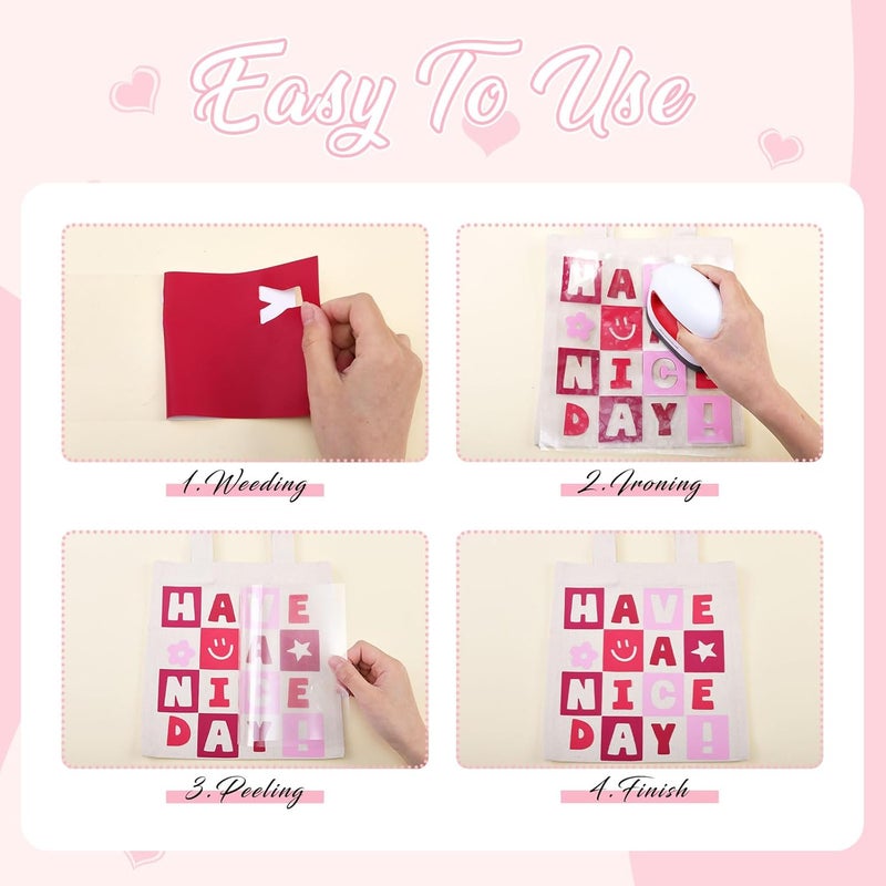 Tintnut Red Iron on Vinyl -6 Sheets 12" x 10" Love Potion Red Heat Transfer Vinyl for Fabrics HTV Vinyl Compatible with Cricut and Silhoutte Cameo - Image 4